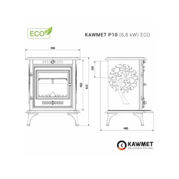 kawmet p10 Piec żeliwny KAWMET P10 (6,8 kW) ECO