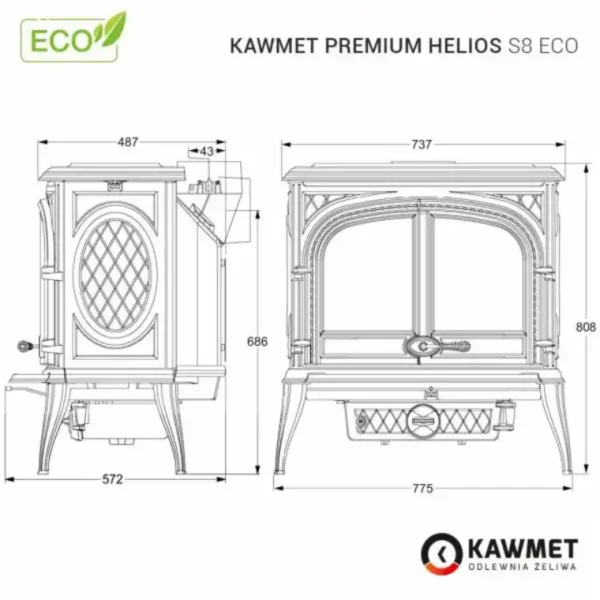helios s8 rt Piec żeliwny HELIOS S8 ECO
